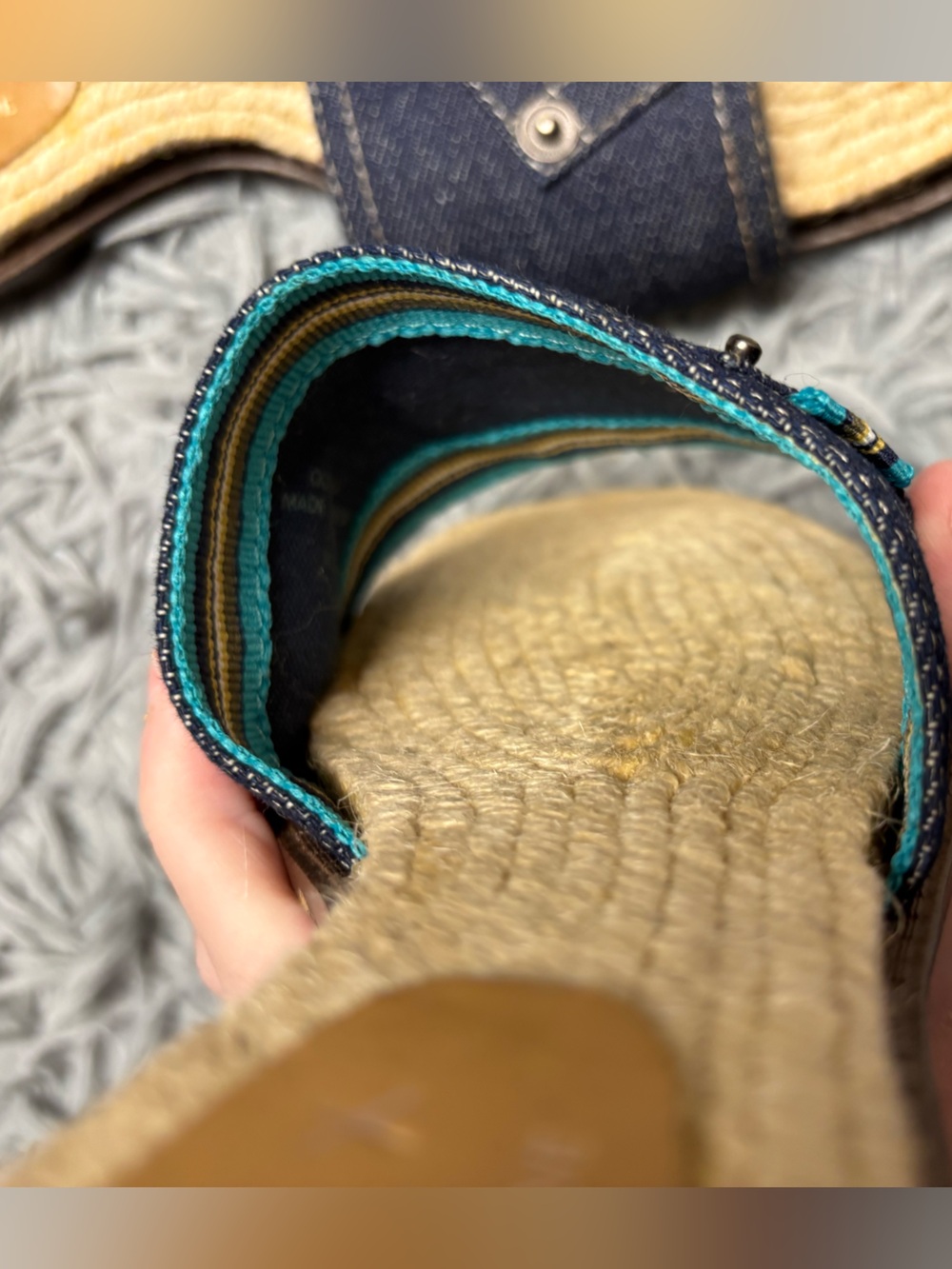 Lizflex by Liz Claiborne “Oceania” Denim Slide Sandals - Picture 12 of 15